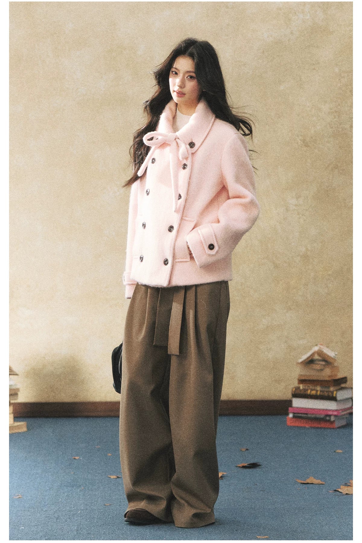 Vintage Double Breasted Bow Collar Coat