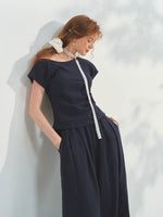 Draped Lazy Asymmetric Shoulder Convertible Top Set