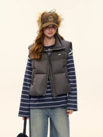 90% Down Puffer Stand-Collar Drawstring Vest