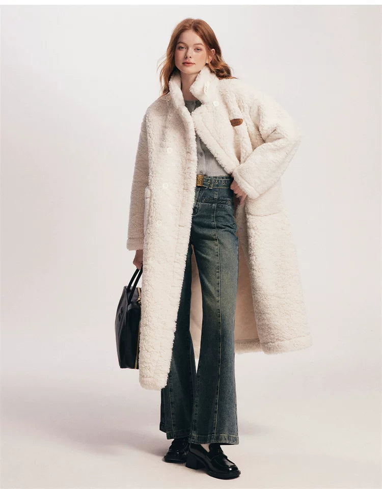 White Fleece Longline Coat