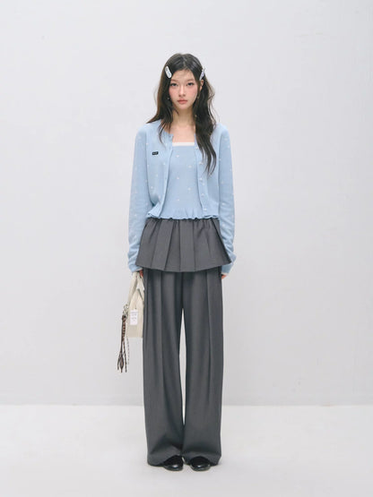 Detachable Pleated Layered Pants Set