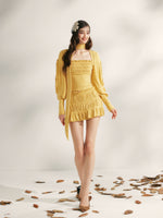 Pleated Ruffle Knit Top & Skirt Set