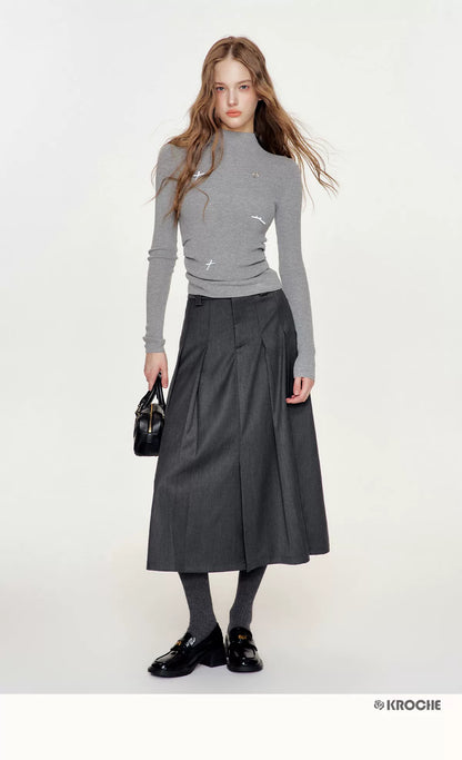 Wool Bow Turtleneck Top