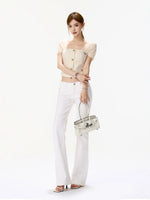 Mesh Sleeve Bustier Top