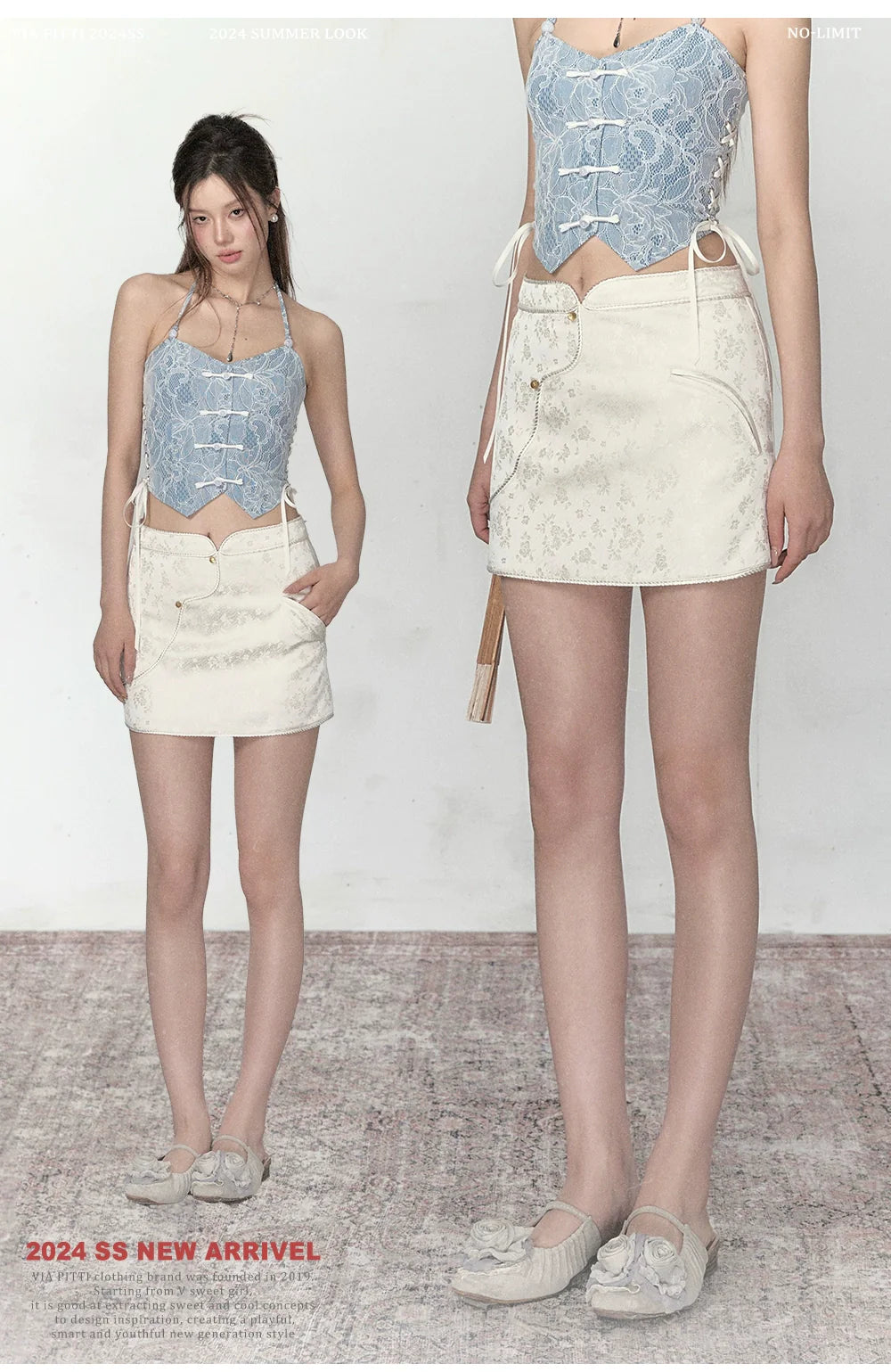 Black &amp; White Button-up A-line Skirt