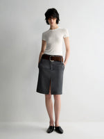 Grey Wool Double-layer Suit Midi Skirt