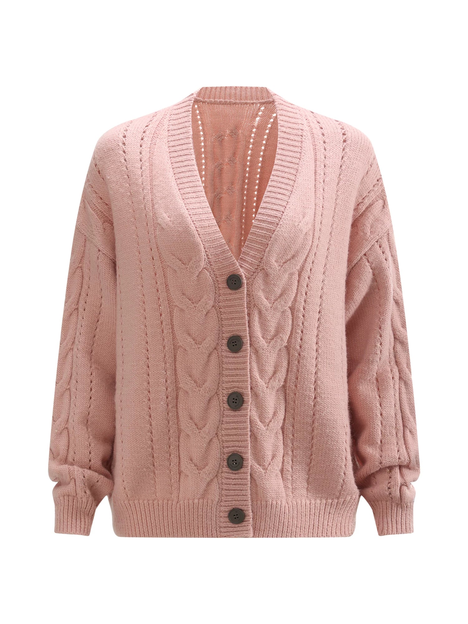 Pink Cable Knit Cardigan