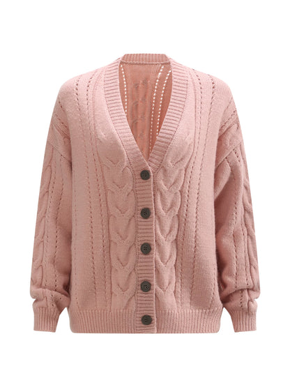Pink Cable Knit Cardigan