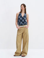 Classic Plaid Halter Backless Vest