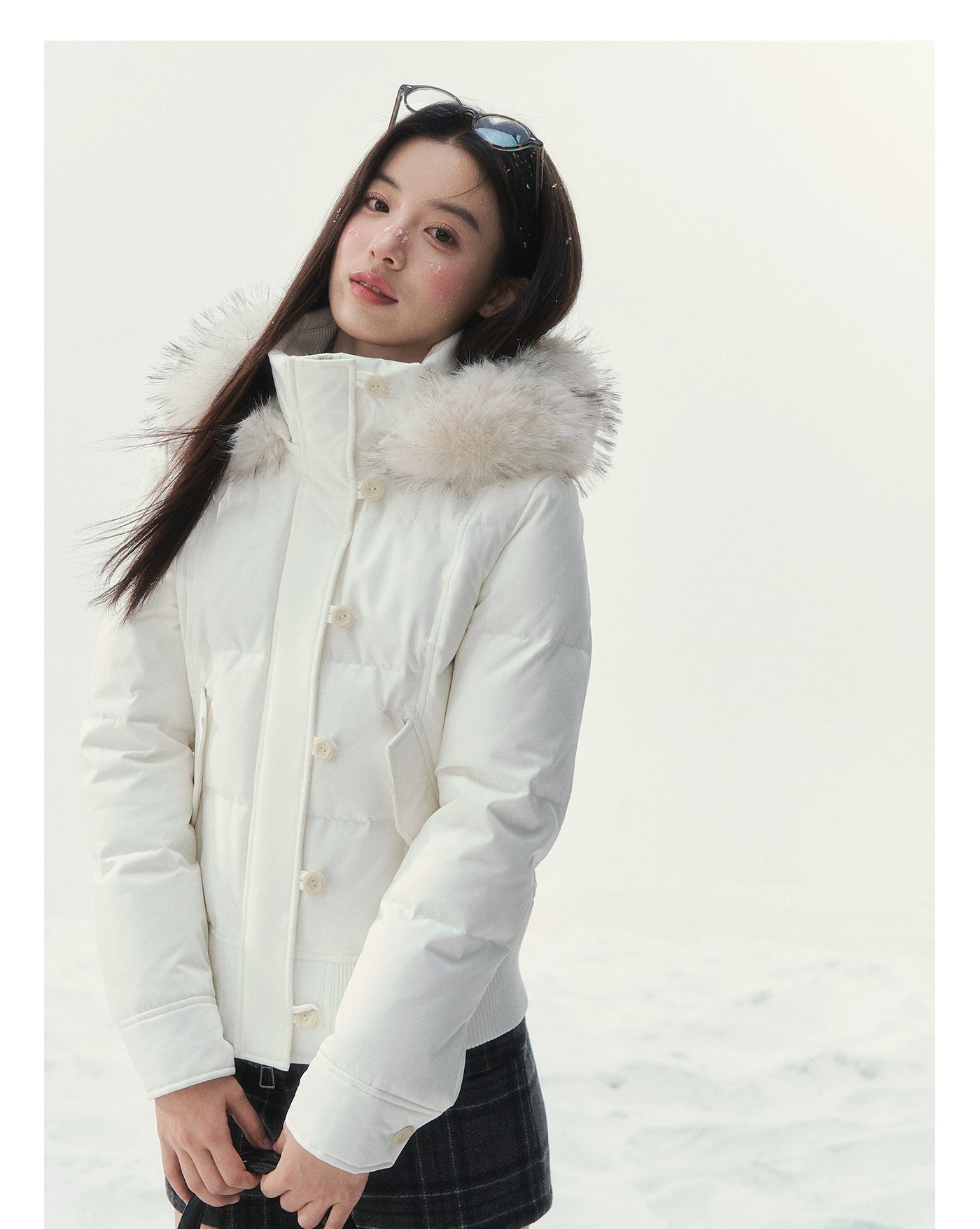 "Snowbound Realm" White Down Puffer Jacket