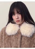 Color-block Faux Fur Coat