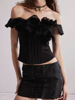 Lace Trim Off-Shoulder Blouse