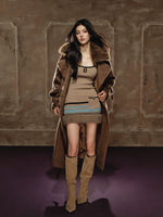 Wool-Blend Long Coat & Dress Set