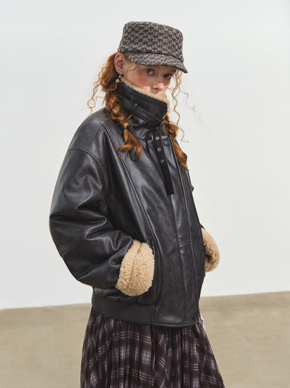 Black Shearling Moto Jacket