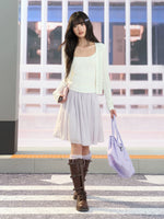 Purple Polka Dot Midi Skirt