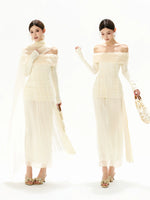 Feather Sequin Off-Shoulder Dress