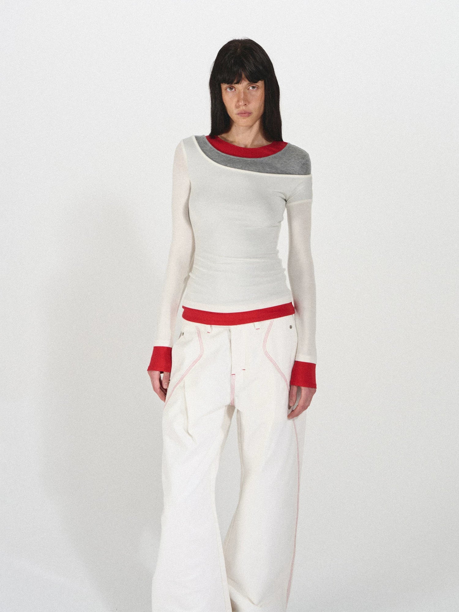 Lyocell Wool Colorblock Layered Base Top