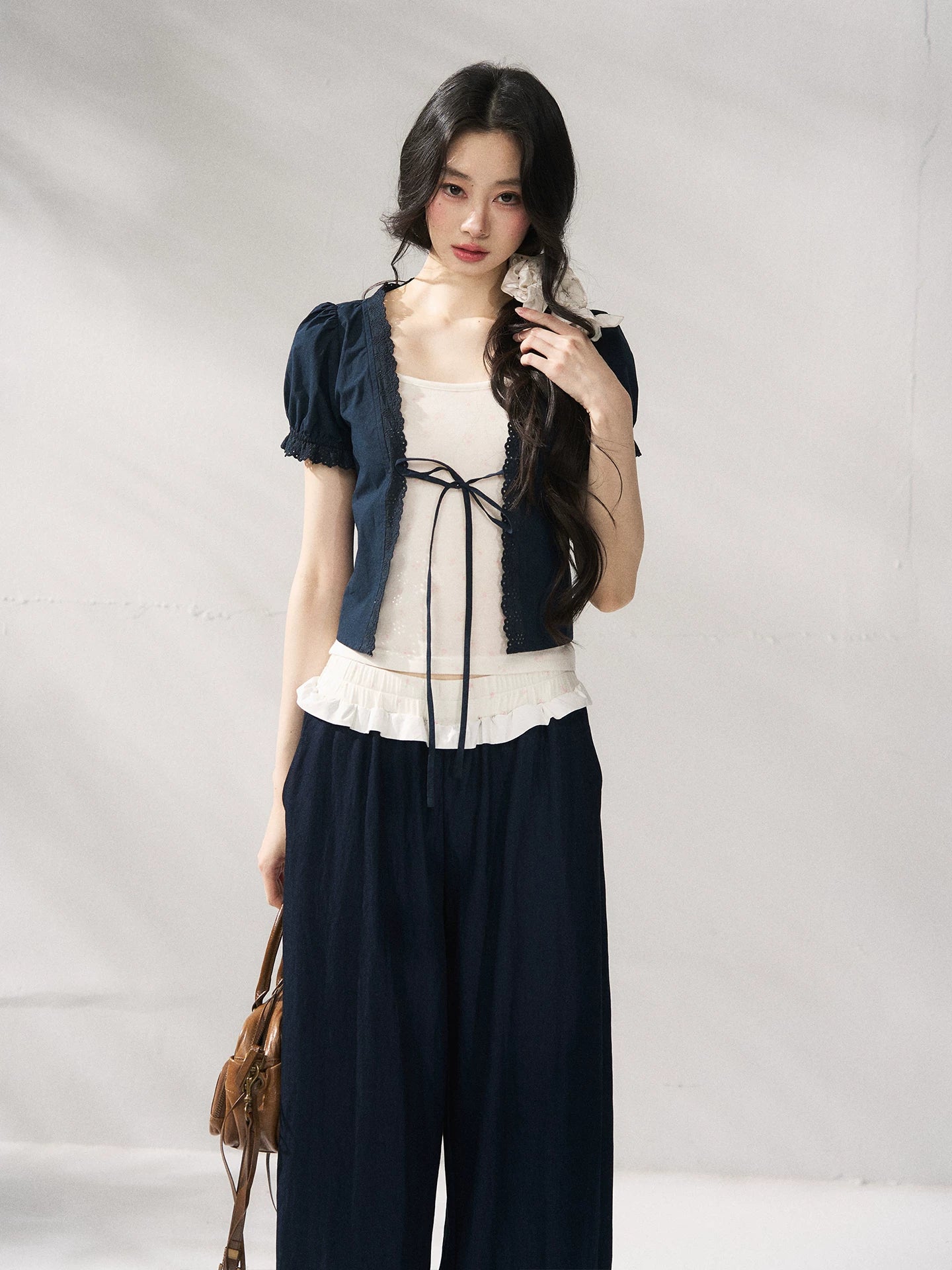Navy Blue Floral Lace Set