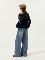 Lace Printed Wide-Leg Jeans