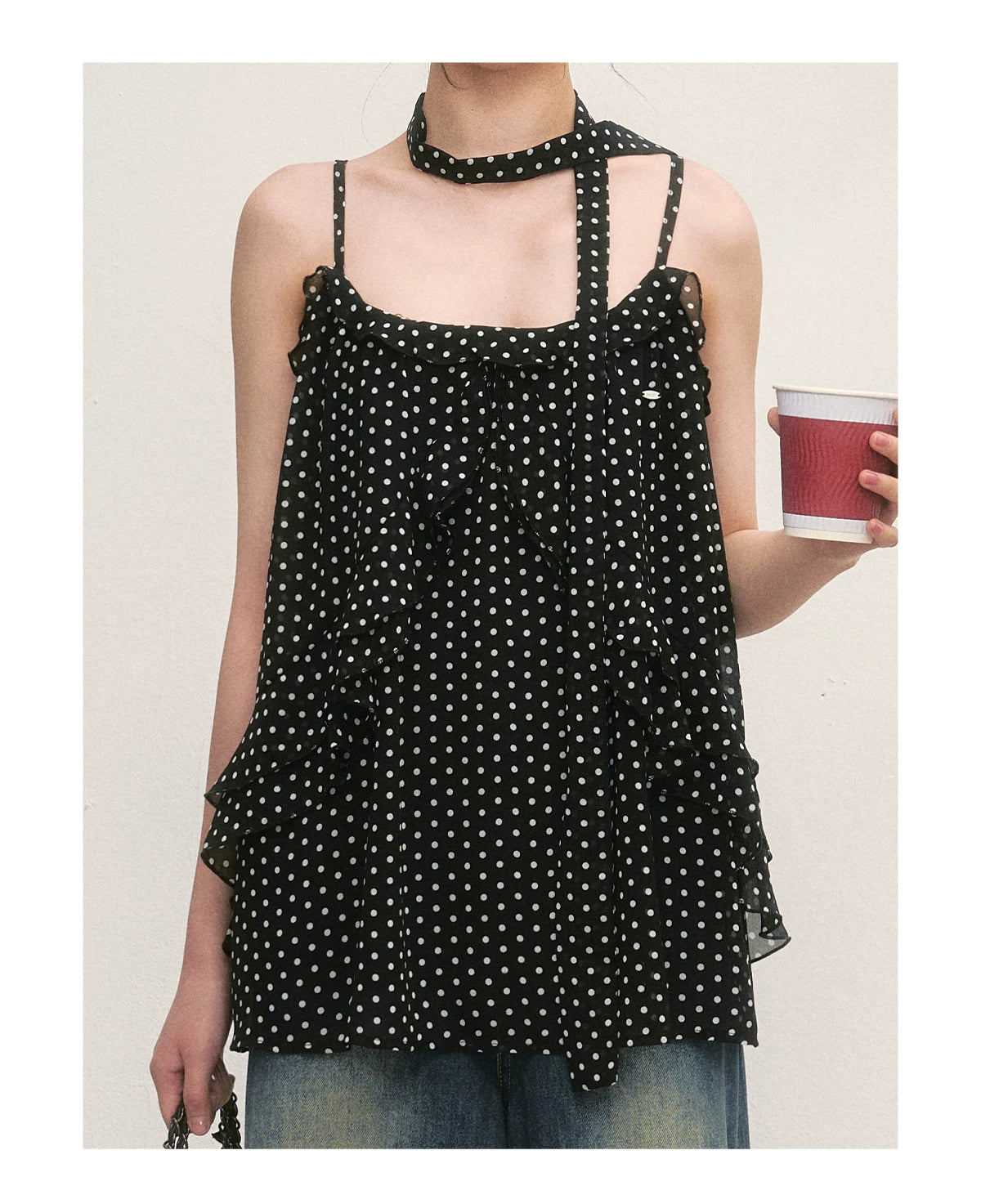 Black Polka Dot Cami Blouse