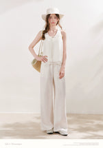 White Pleated Wide-Leg Pants