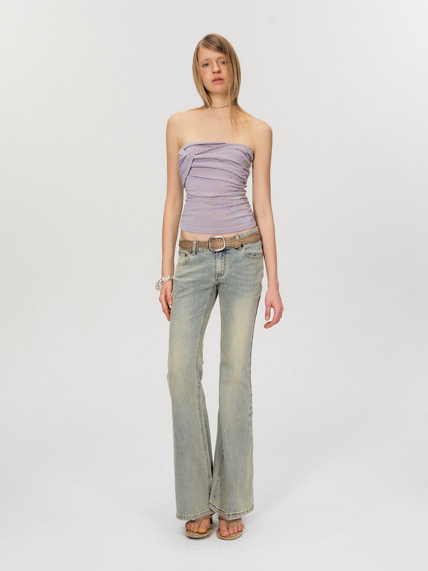Blue Washed Flare Jeans