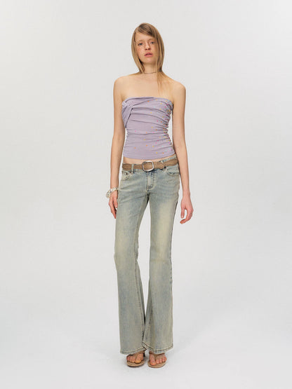 Blue Washed Flare Jeans
