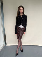 Knit Lace-Trim Panel Cardigan