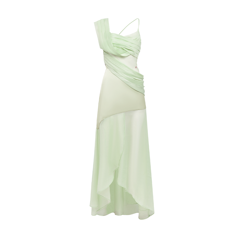 Ayla Slit Full-Skirt Dress