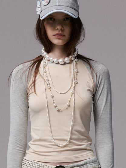 Long Pearl Chain Necklace