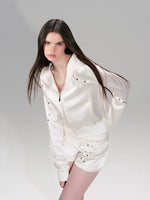 Satin Hoodie Shorts Set