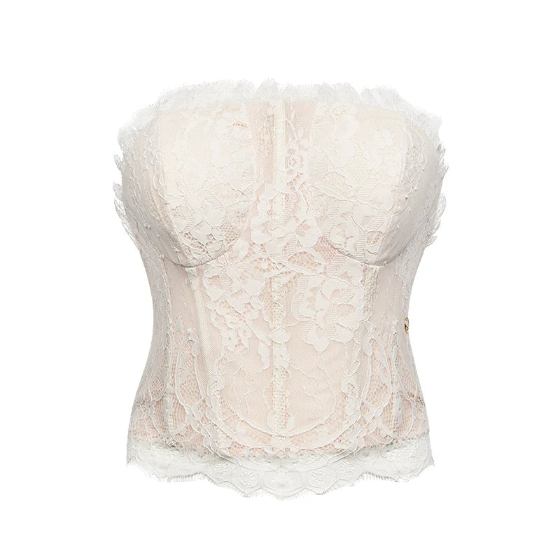Naomi Lace Mesh Boned Backless Corset