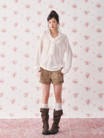Ruffle Drawstring Knit Top