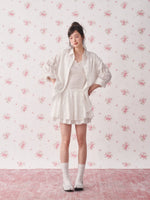 Lace Cutout Shirt & Skirt Set