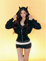 Sweet Cool Devil Horns Sports Hoodie & Shorts Set