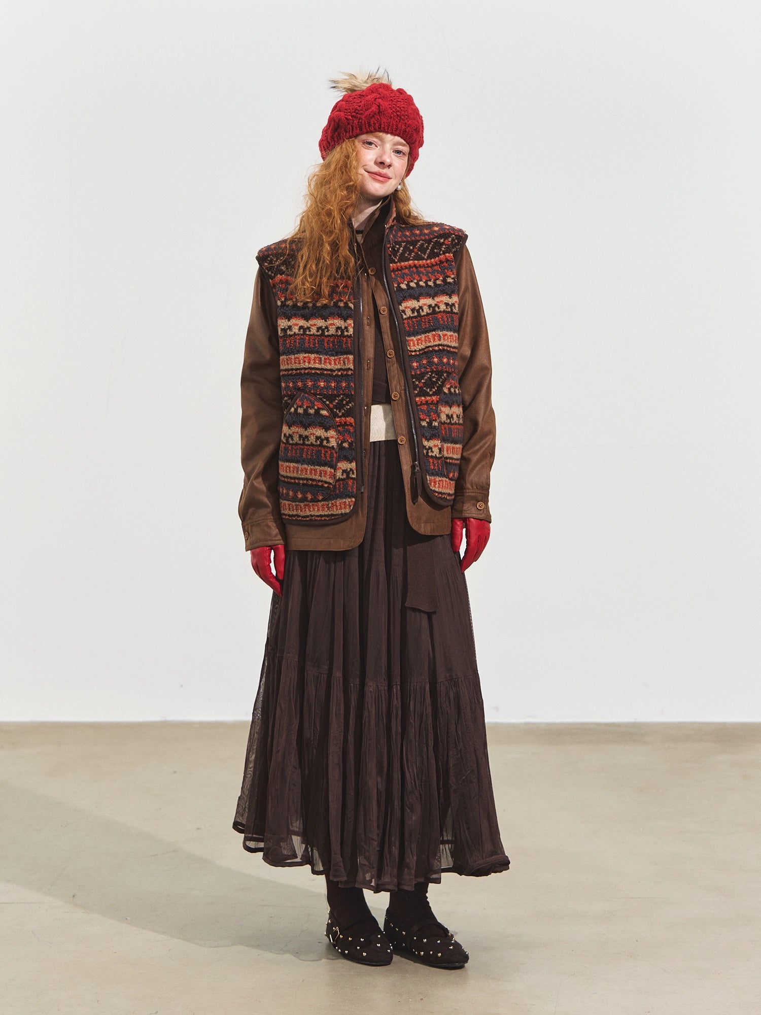 Fair Isle Patterned Fleece Vest