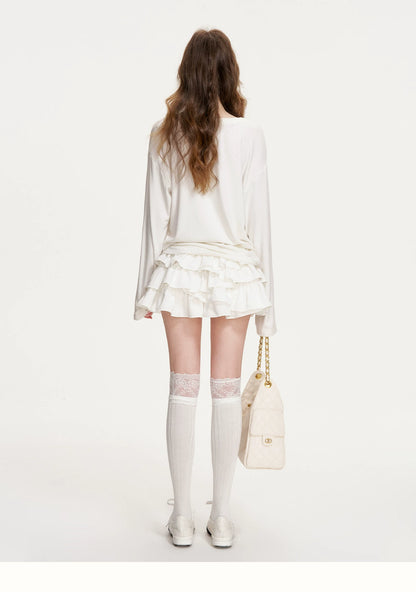 Apple Printed Bow Sequin T-Shirt