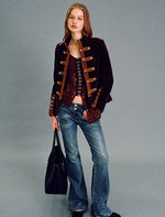 Velvet Colorblock Hardware Jacket
