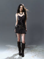 Pleated Belt Slip Dress
