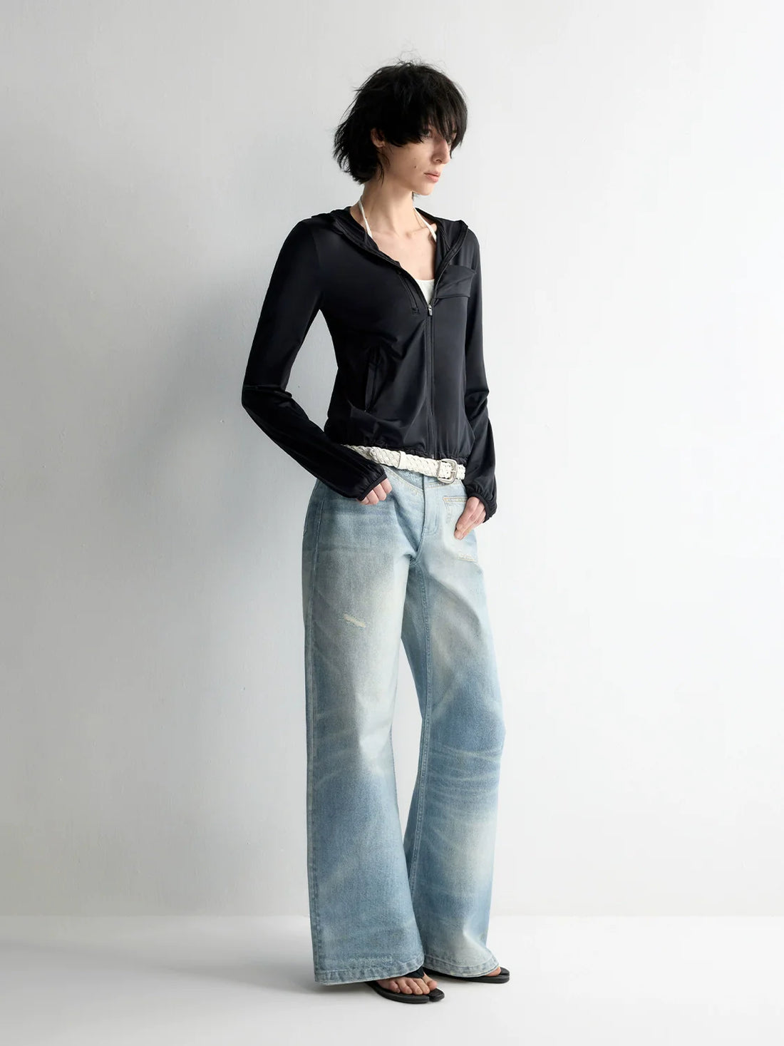 Hooded Drawstring Short Coat