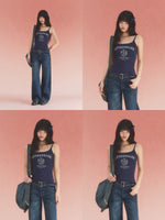 Navy Blue Letter Print Camisole