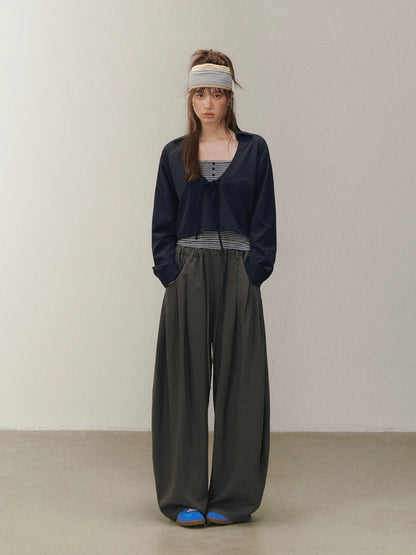 Ruched V Neck Layered Top