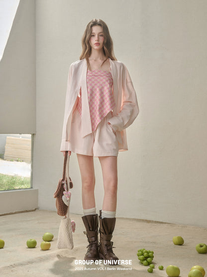 &quot;Perfume Memoir&quot; Tencel Cotton Bow Blouse Set