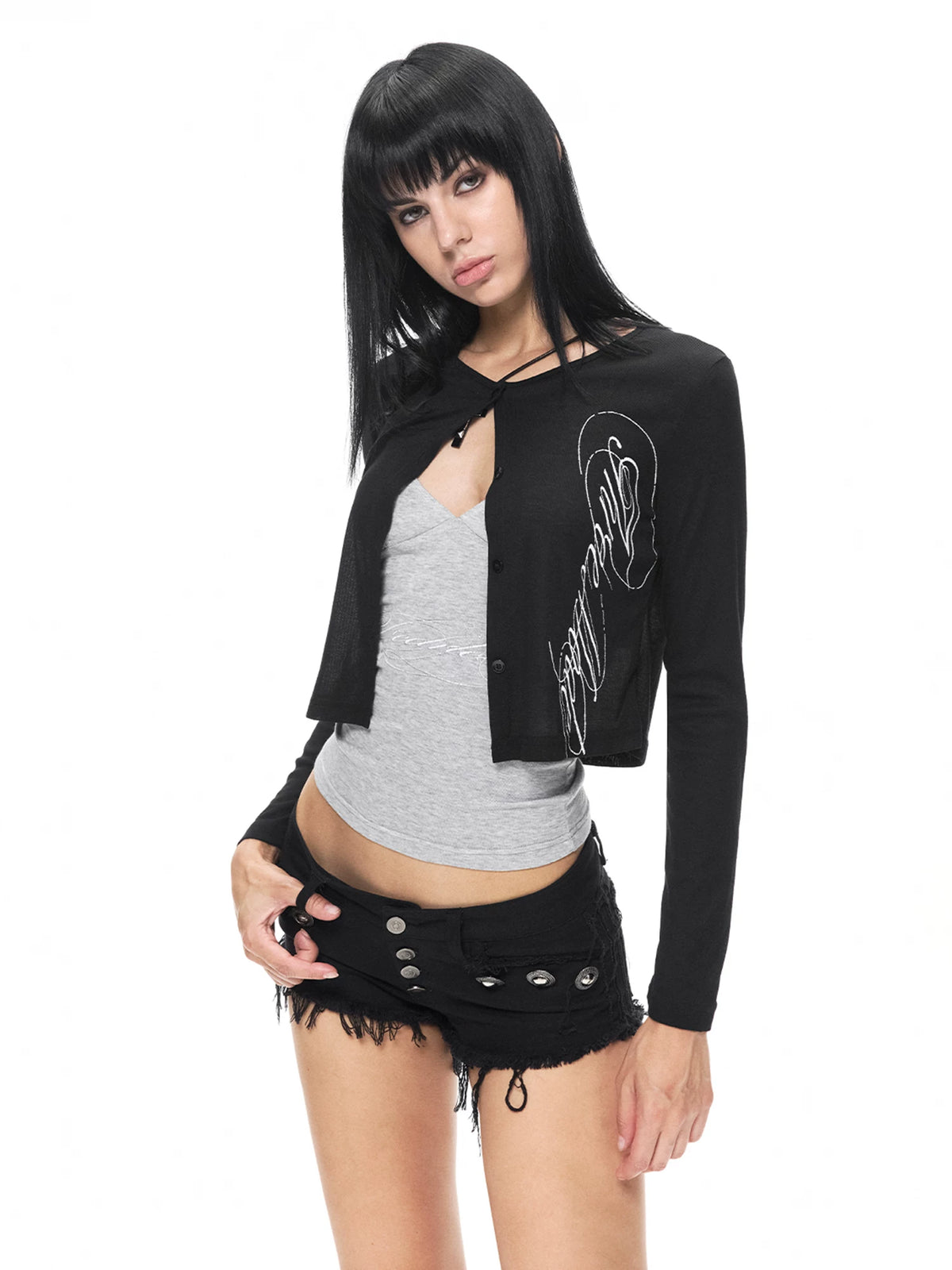 Vintage Graphic Cropped Cardigan