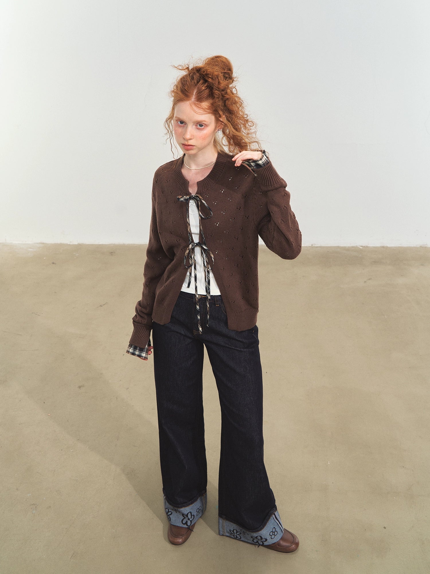 Vintage Plaid Tie Cardigan