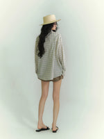 Drawstring Pocket Plaid Shirt