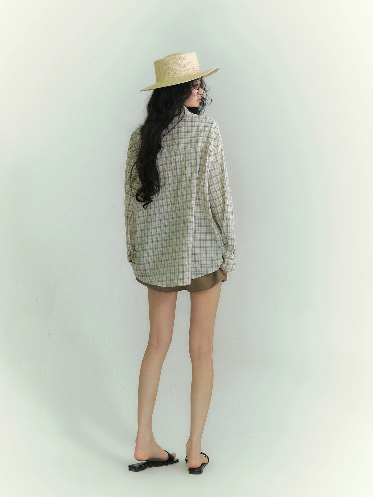 Drawstring Pocket Plaid Shirt