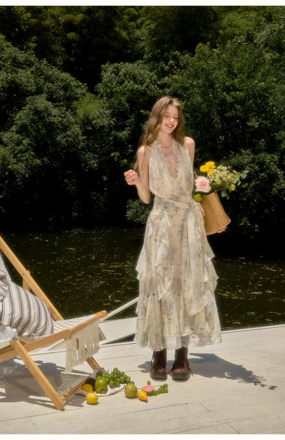Floral Halter Maxi Dress