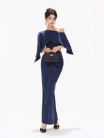 Asymmetrical Satin Maxi Dress
