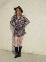 Vintage Plaid Chiffon Dress